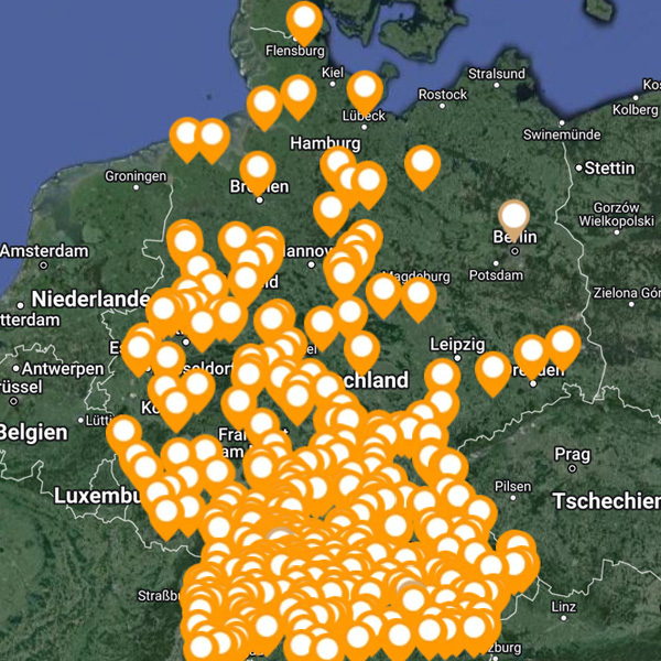 Mühlen in Deutschland Google-Karte